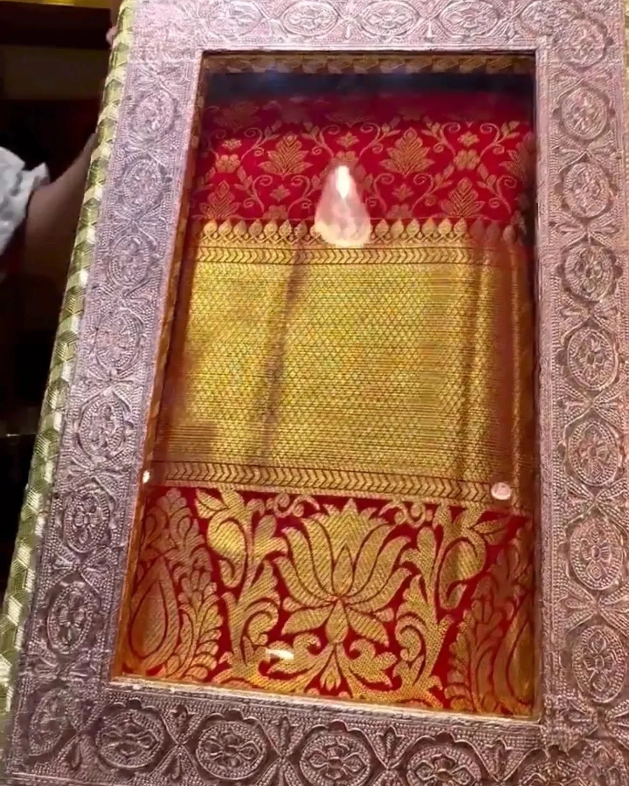 Red Banarasi Silk Saree with Heavy Gold Zari Border