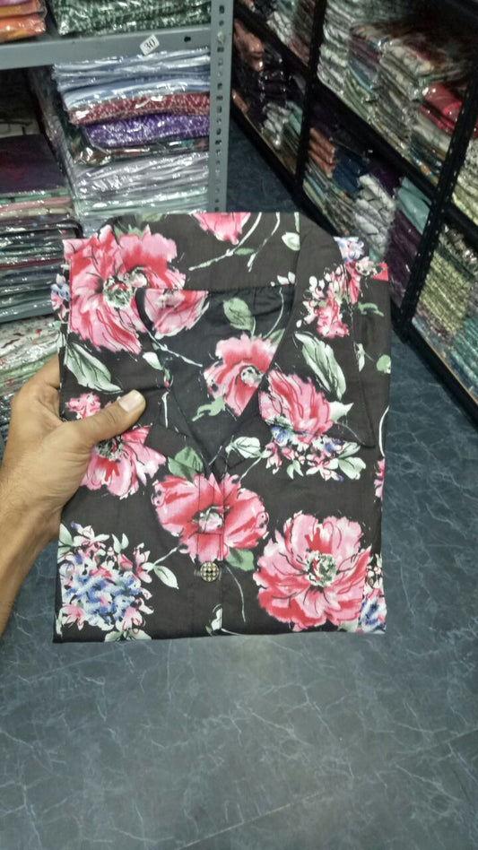 Cotton Multi Colour Casual Wear Printed Readymade Dress