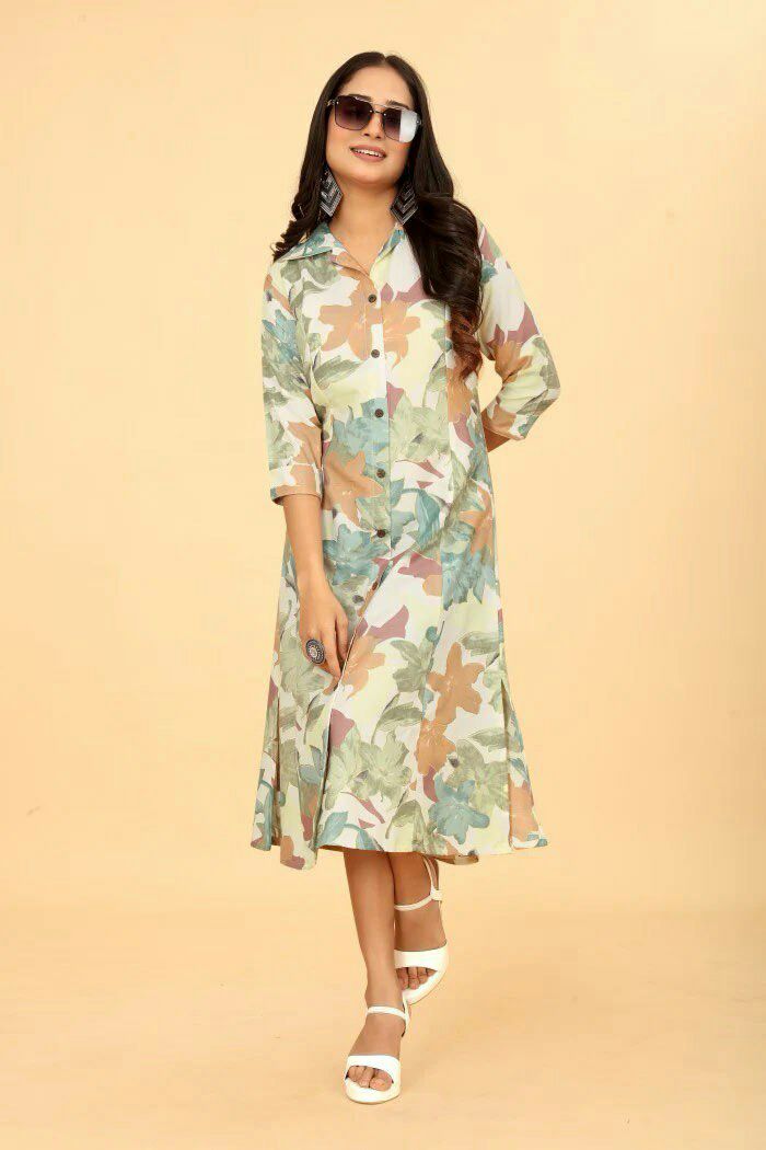 Women Printed Viscose Rayon Straight Kurta