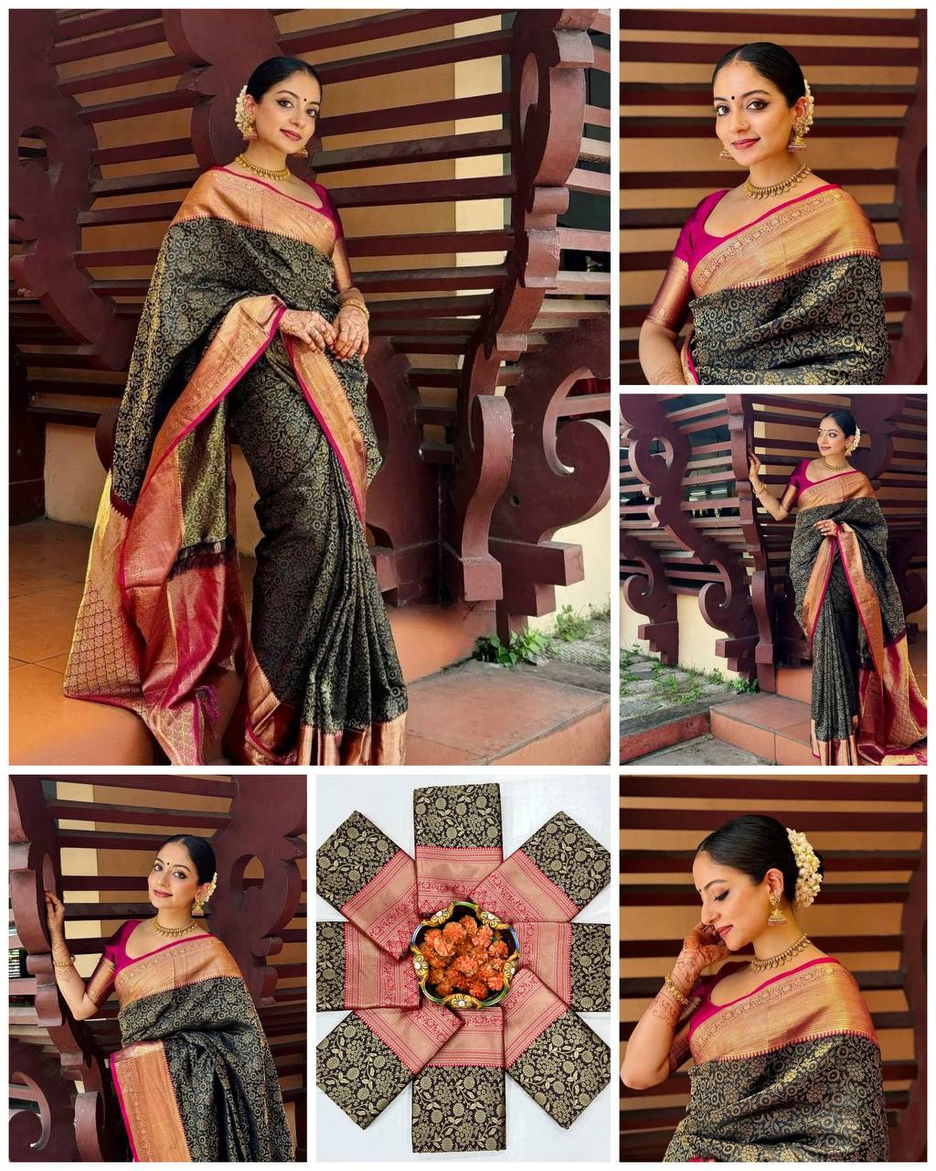 Royal Soft Lichi Silk Saree with Contrast Jacquard Blouse