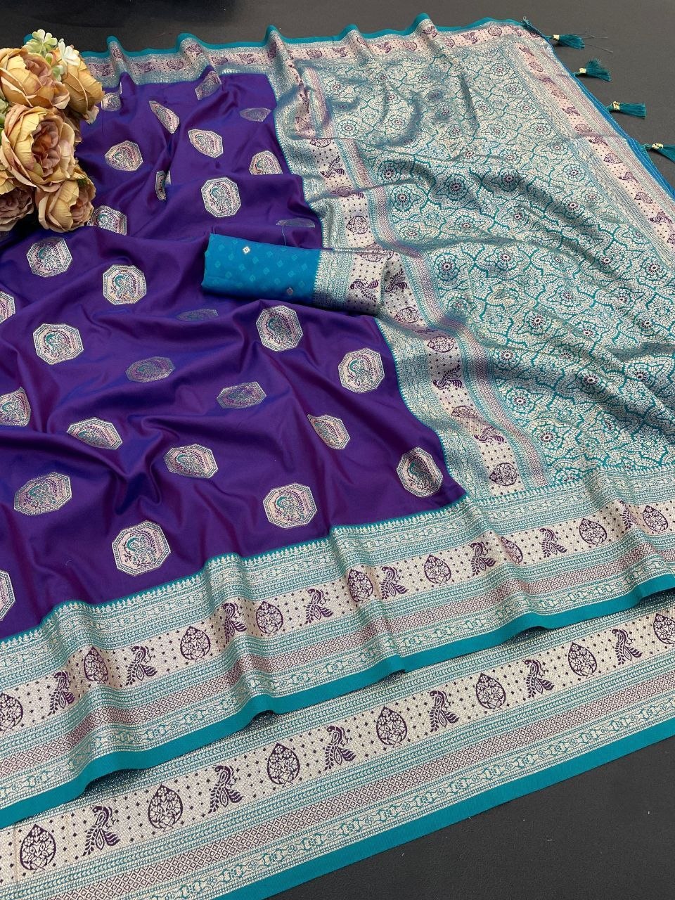 Royal Purple Jacquard Elegance Saree with Designer Pallu