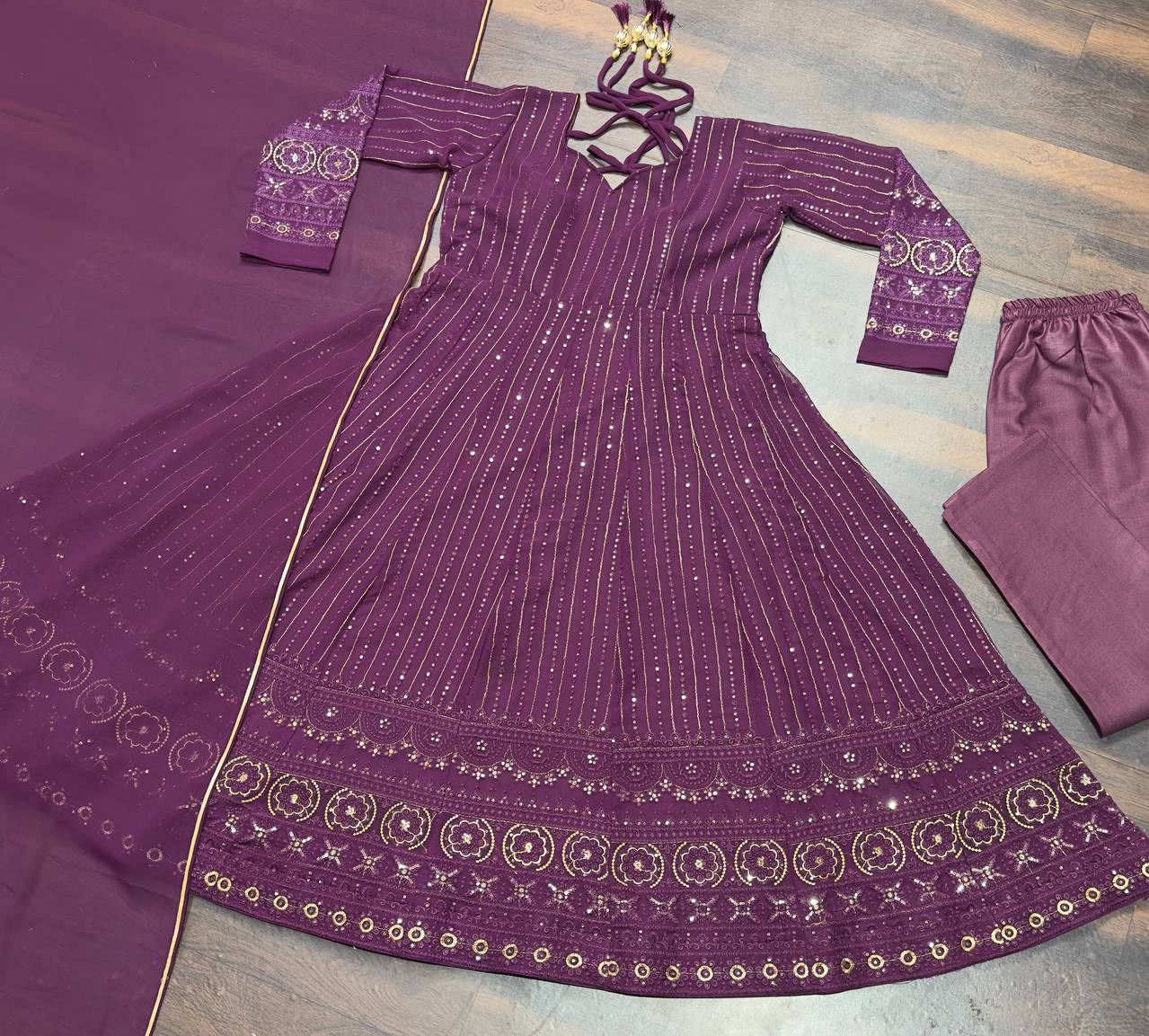 WINE PURPLE READYMADE - ANARKALI SUIT SET