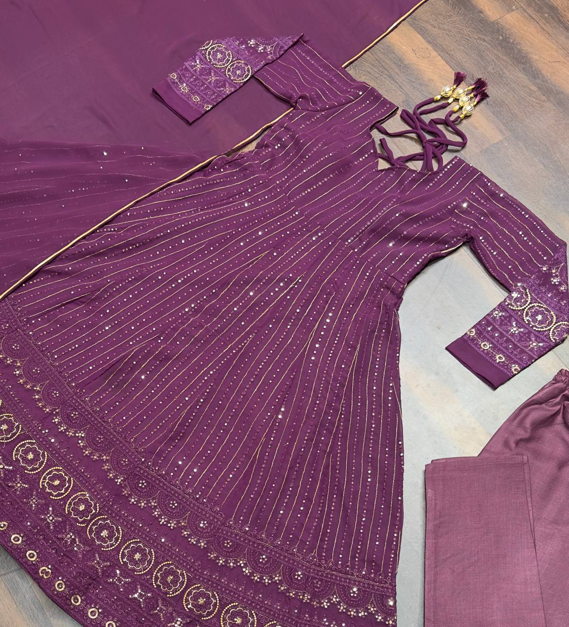 WINE PURPLE READYMADE - ANARKALI SUIT SET