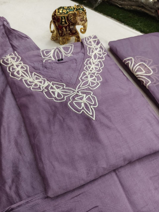 NEW MODAL SILK WITH THREAD WORK KURTA SET