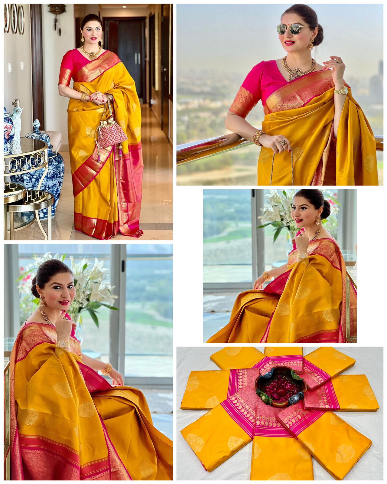 Yellow Colour Kanjivaram Woven Silk Saree With Blouse Piece