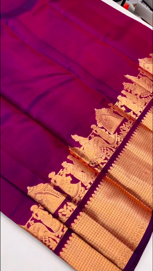 Kanchivaram Wine Silk Saree