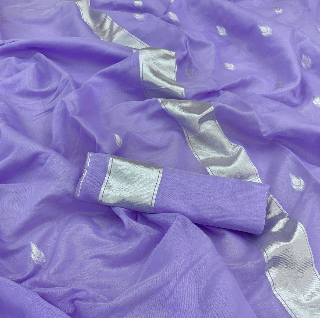 Light Purple Colour Banarasi Linen Silk Saree With Blouse Piece
