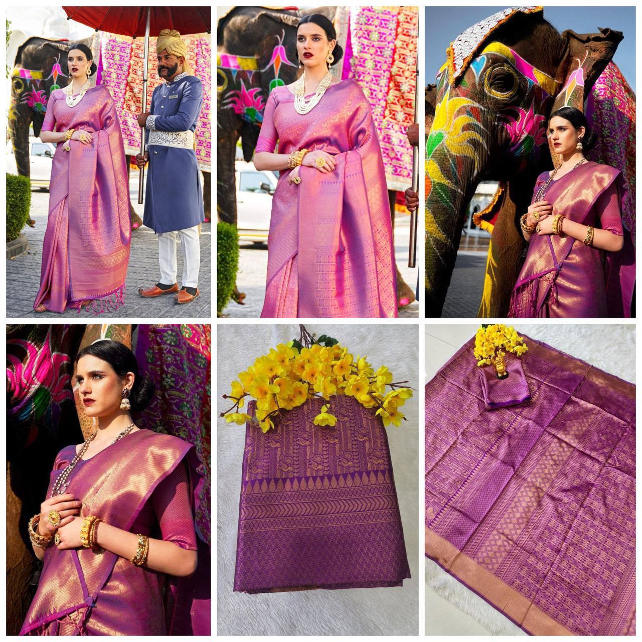 Wedding Wear Kanjivaram Woven Silk Saree With Blouse Piece - PINK