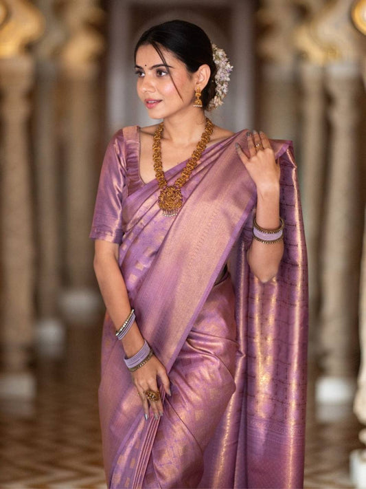 Luxurious Handcrafted Traditional Saree - LAVENDER
