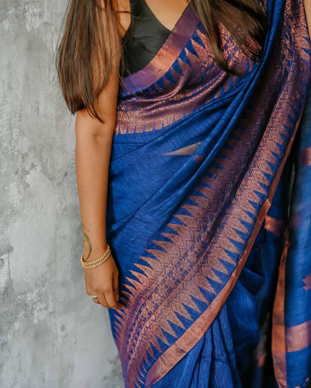 Elegant Blue Soft Lilan Slab Saree with Rich Pallu & Weaving Work