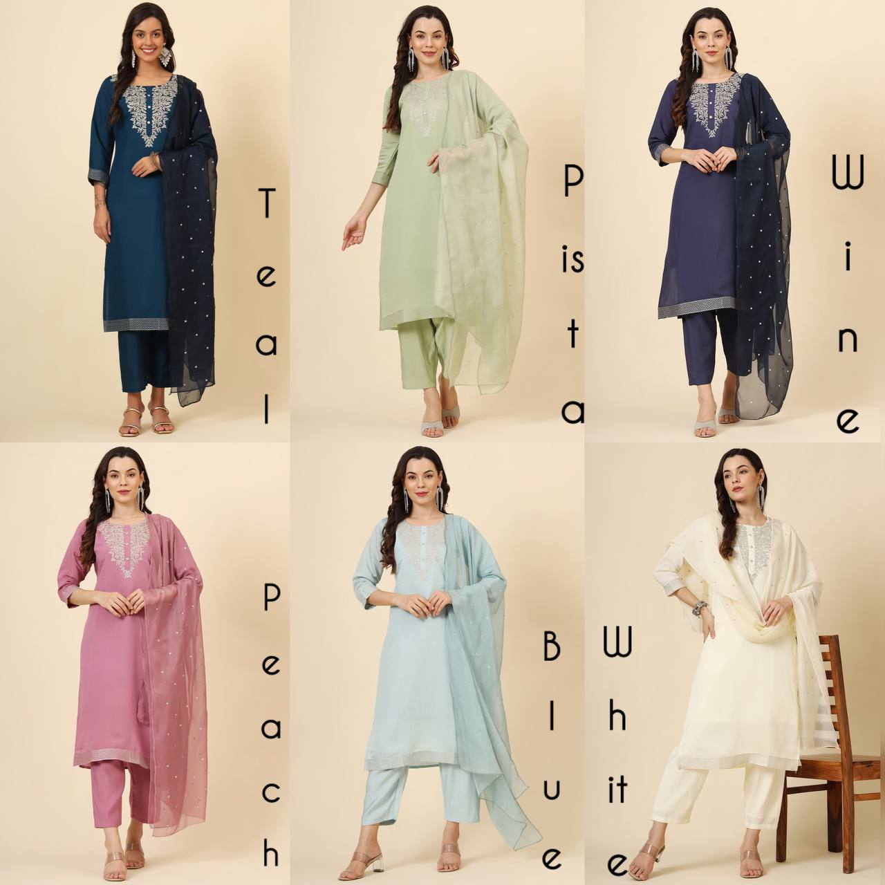 Teal Blue Embroidered Silk Blend Kurta Set