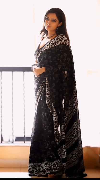New Floral Printed Pure Cotton Saree