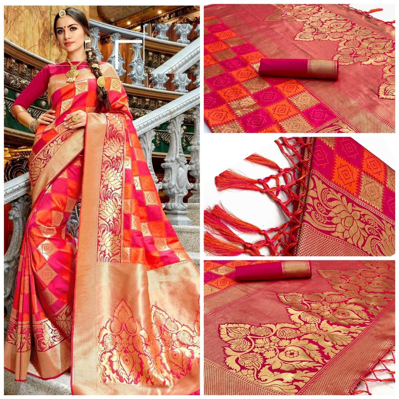 Red Zari Woven Traditional Saree