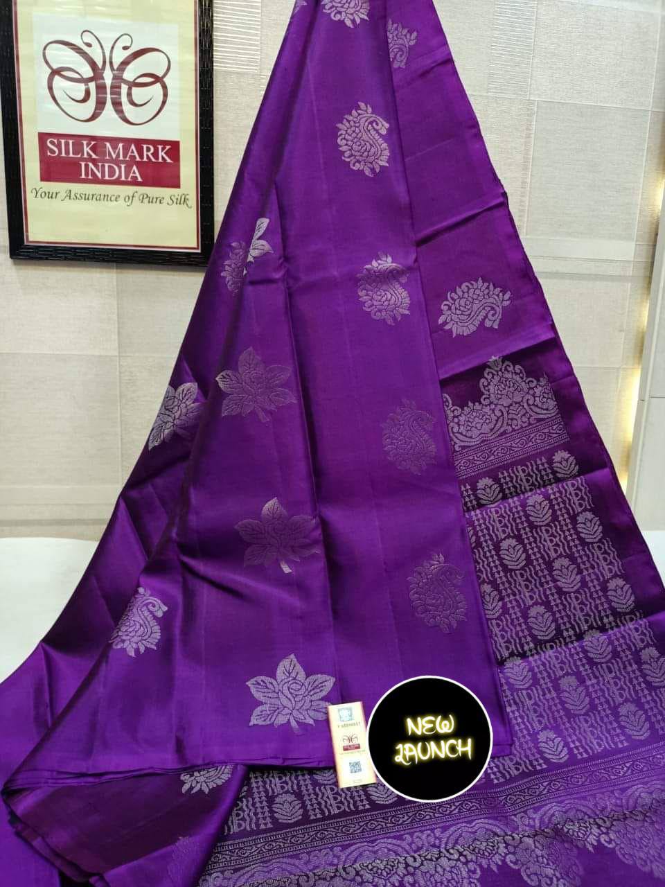 Elegant Royal Purple Silk Saree with Silver Zari Work & Designer Pallu