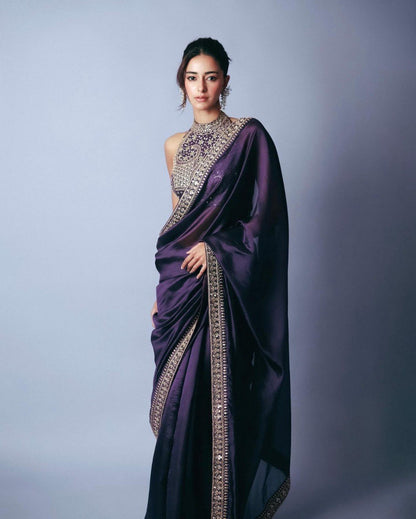 Elegant Fendy Silk Ready-to-Wear Saree with Lace Border & Unstitched Blouse