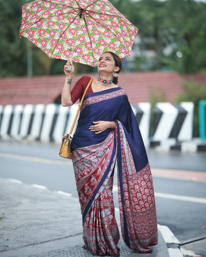 Trendy Printed Crepe Silk Ready-to-Wear Saree with Unstitched Silk Blouse