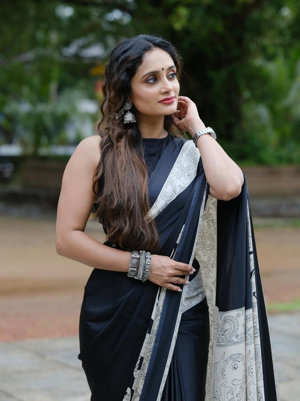 Premium Printed Crepe Silk Ready-to-Wear Saree with Unstitched Silk Blouse