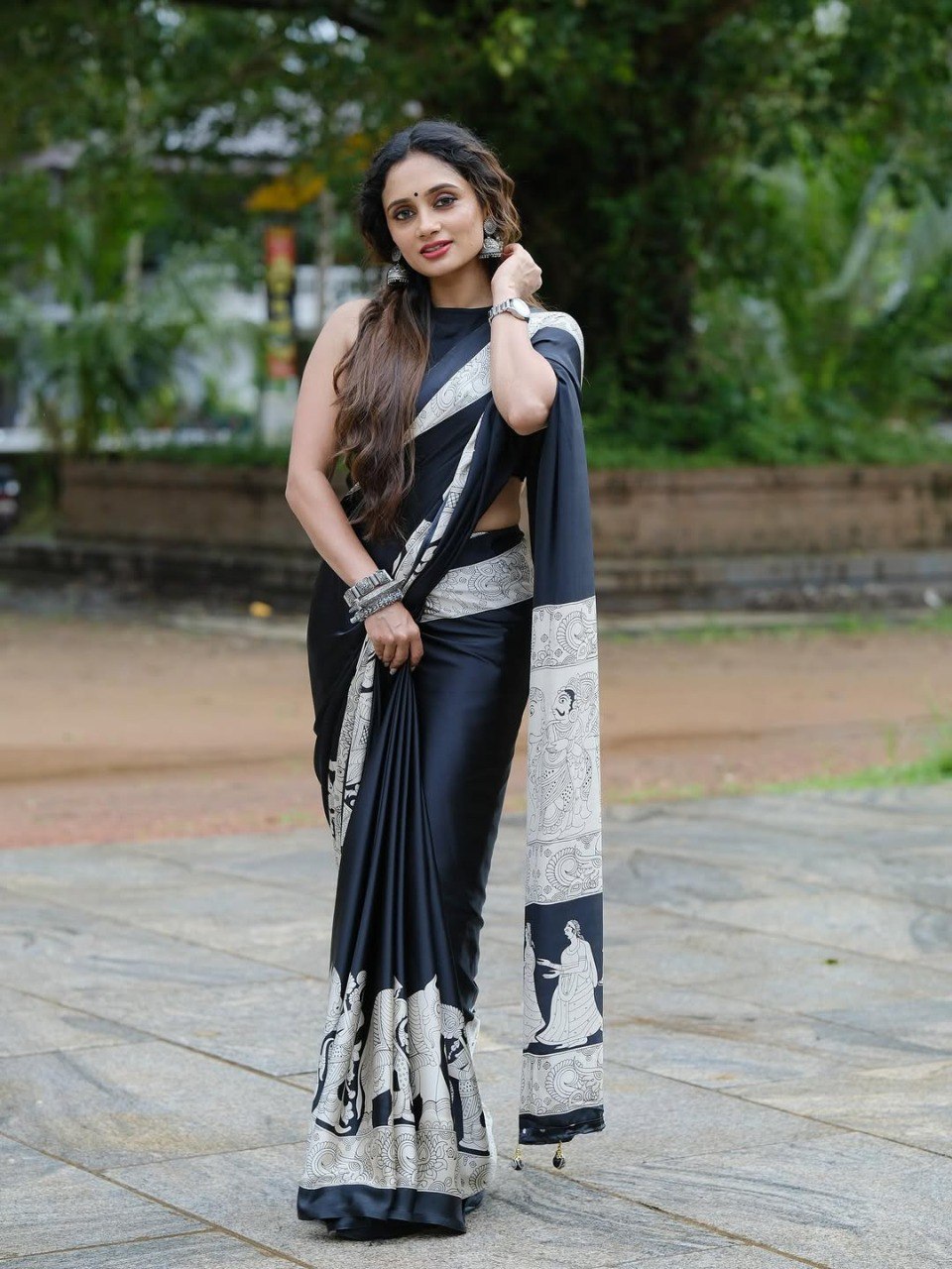 Premium Printed Crepe Silk Ready-to-Wear Saree with Unstitched Silk Blouse