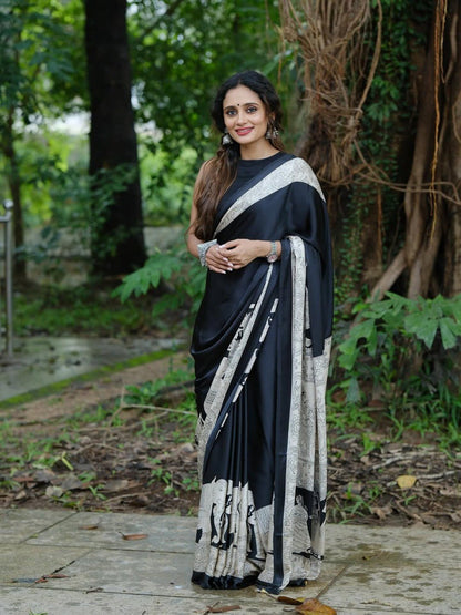 Premium Printed Crepe Silk Ready-to-Wear Saree with Unstitched Silk Blouse