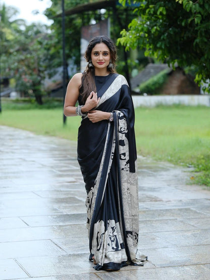 Premium Printed Crepe Silk Ready-to-Wear Saree with Unstitched Silk Blouse