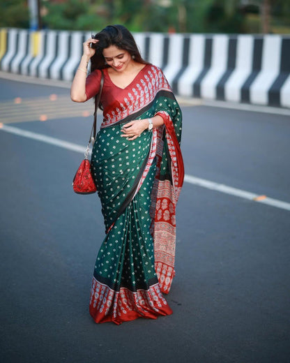 Elegant Printed Crepe Silk Ready-to-Wear Saree with Unstitched Silk Blouse