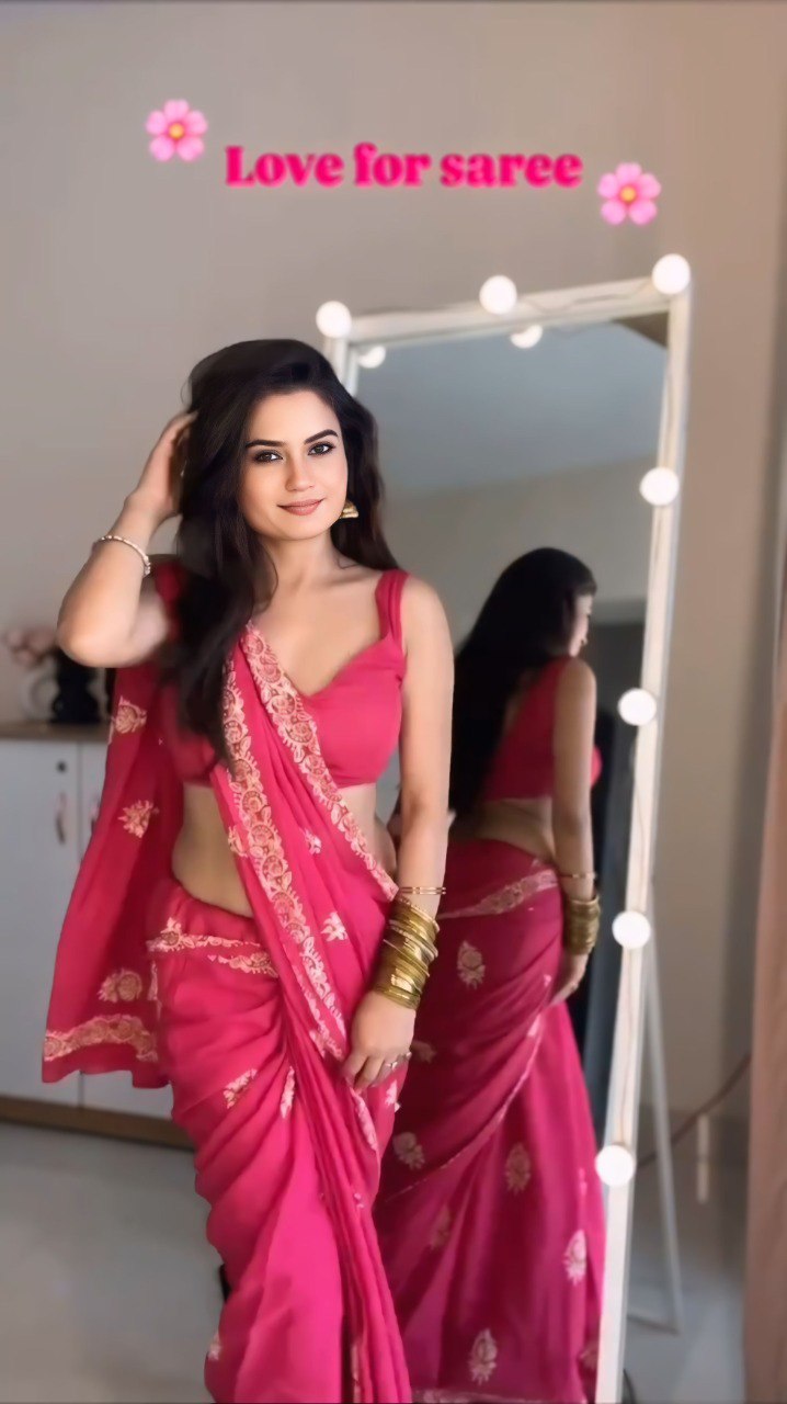 Ready-to-Wear Printed Mul Cotton Saree with Pocket & Unstitched Silk Blouse