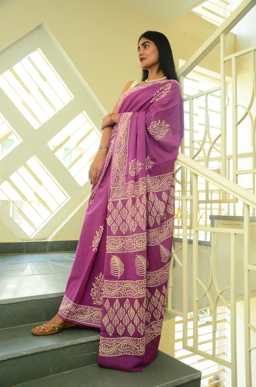 Ready-to-Wear Mul Cotton Printed Saree with Pocket & Silk Blouse Piece
