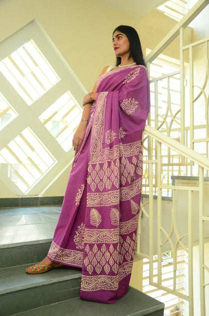 Ready-to-Wear Mul Cotton Printed Saree with Pocket & Silk Blouse Piece