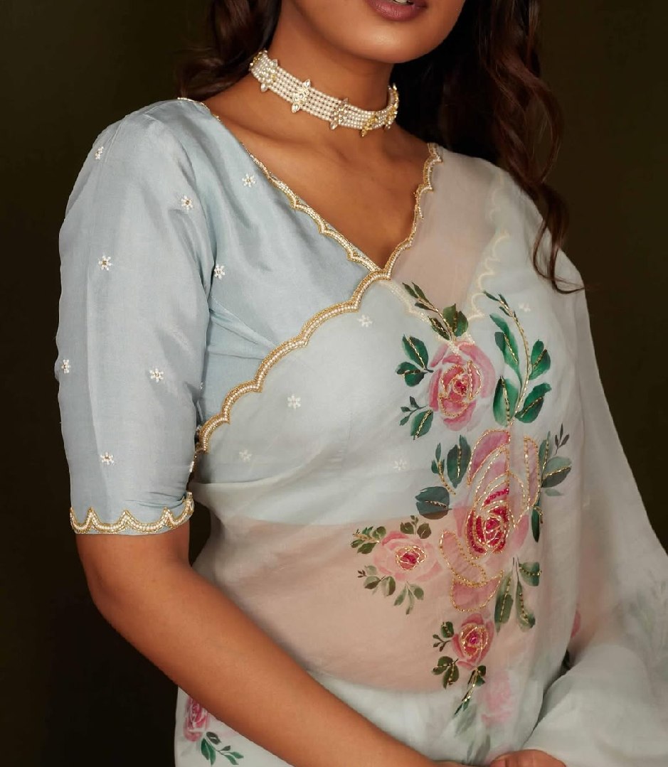 Graceful Multi-Color Organza Silk Ready-to-Wear Saree with Handwork & Satin Silk Blouse