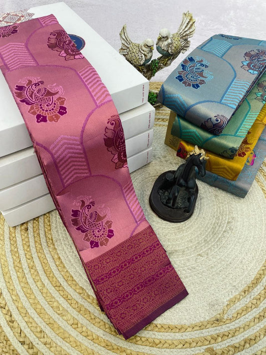 Soft Tone Designer Weave Saree Series- Pink