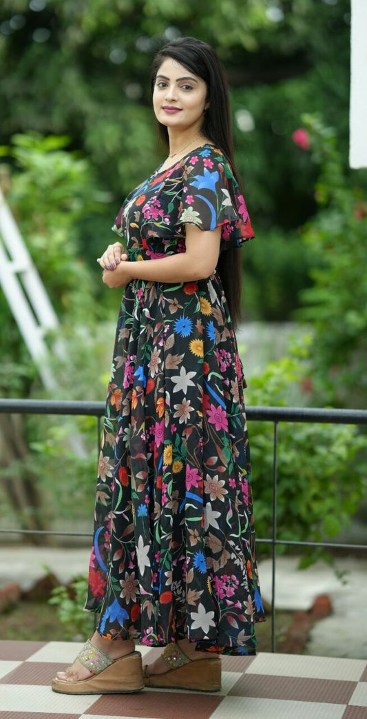 Trendy Georgette Long Women Maxi Dress