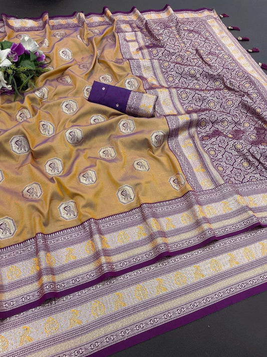 Royal yellow Jacquard Elegance Saree with Designer Pallu