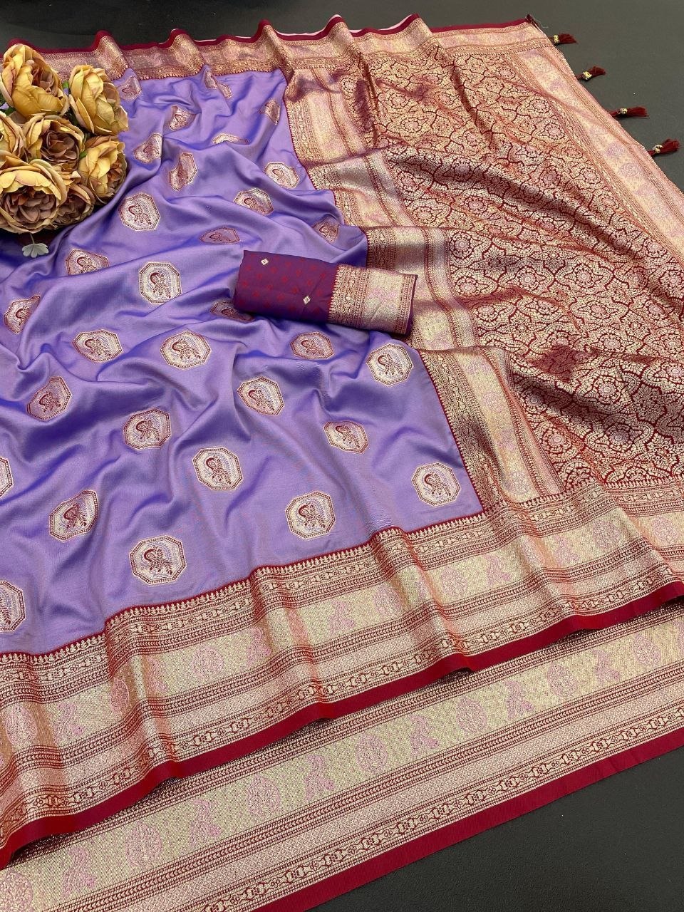 Royal Light purple Jacquard Elegance Saree with Designer Pallu
