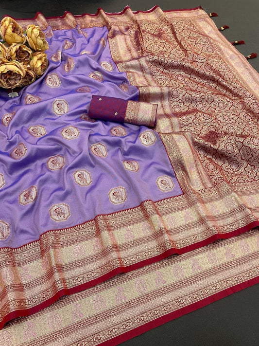 Royal Light purple Jacquard Elegance Saree with Designer Pallu