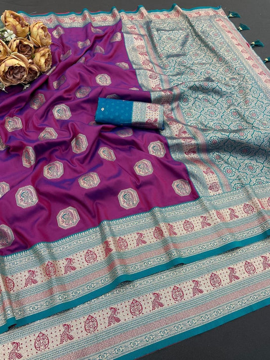 Royal Wine Jacquard Elegance Saree with Designer Pallu