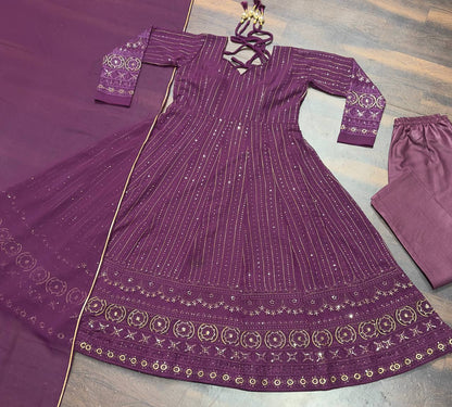 WINE PURPLE READYMADE - ANARKALI SUIT SET