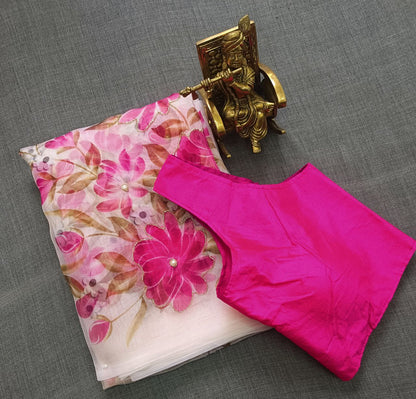 Fancy Bollywood Digital Printed Organza Saree