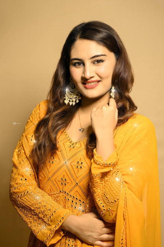 Women Embroidered work Gown Dupatta Set