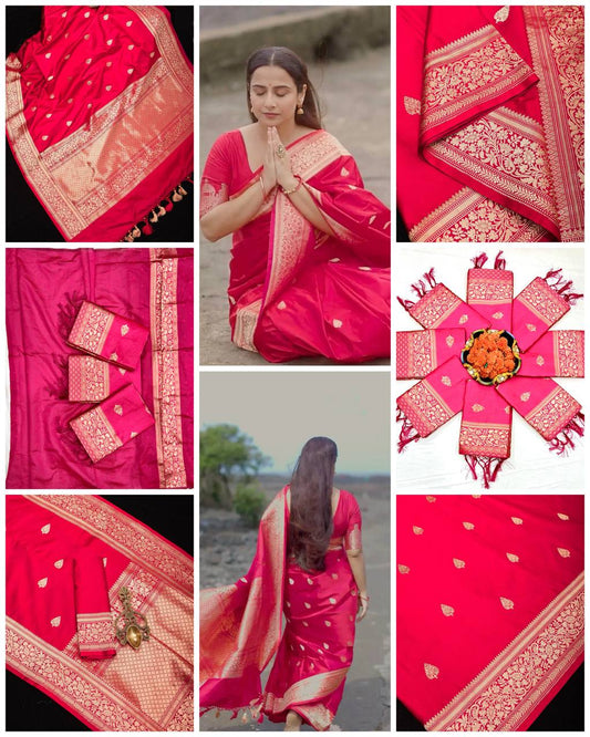 Pink Color Elegant Banarasi Silk Saree