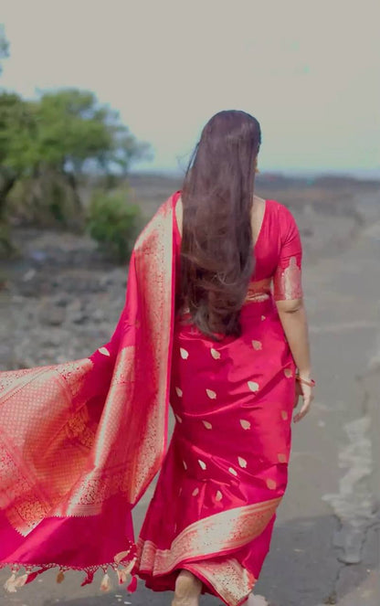 Pink Color Elegant Banarasi Silk Saree