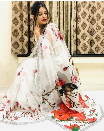 Digital Print Bollywood Organza Saree