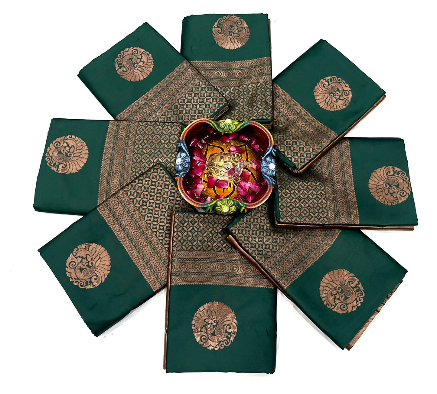 Green Colour Kanjivaram Woven Silk Saree With Blouse Piece