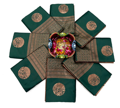 Green Colour Kanjivaram Woven Silk Saree With Blouse Piece