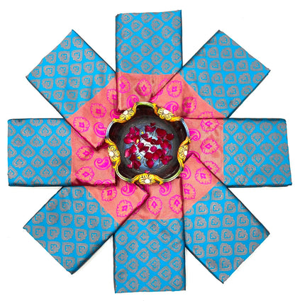 Blue and Pink Colour Kanjivaram Woven Silk Saree With Blouse Piece