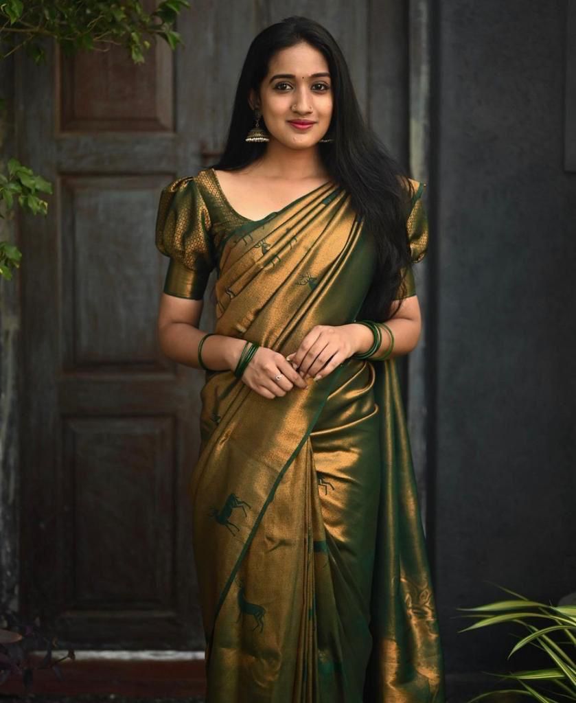 Traditional Kanjivaram Woven Silk Saree With Blouse Piece