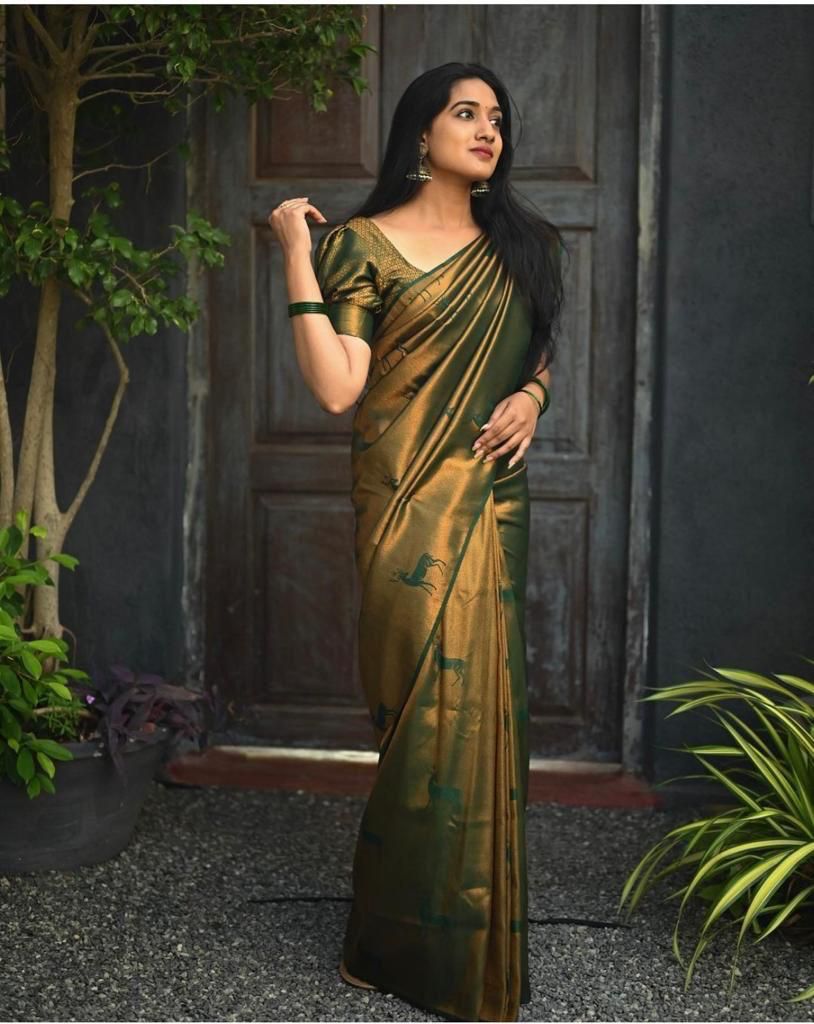 Traditional Kanjivaram Woven Silk Saree With Blouse Piece