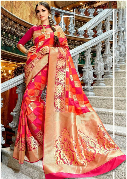 Red Zari Woven Traditional Saree