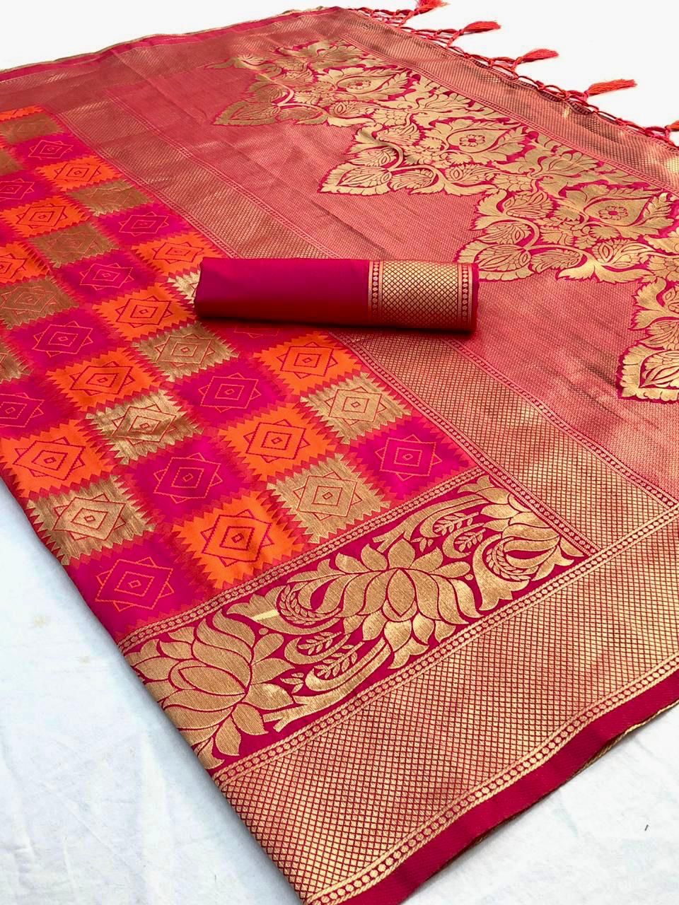 Red Zari Woven Traditional Saree