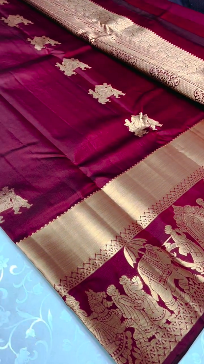 Kanchivaram red saree with gold zari