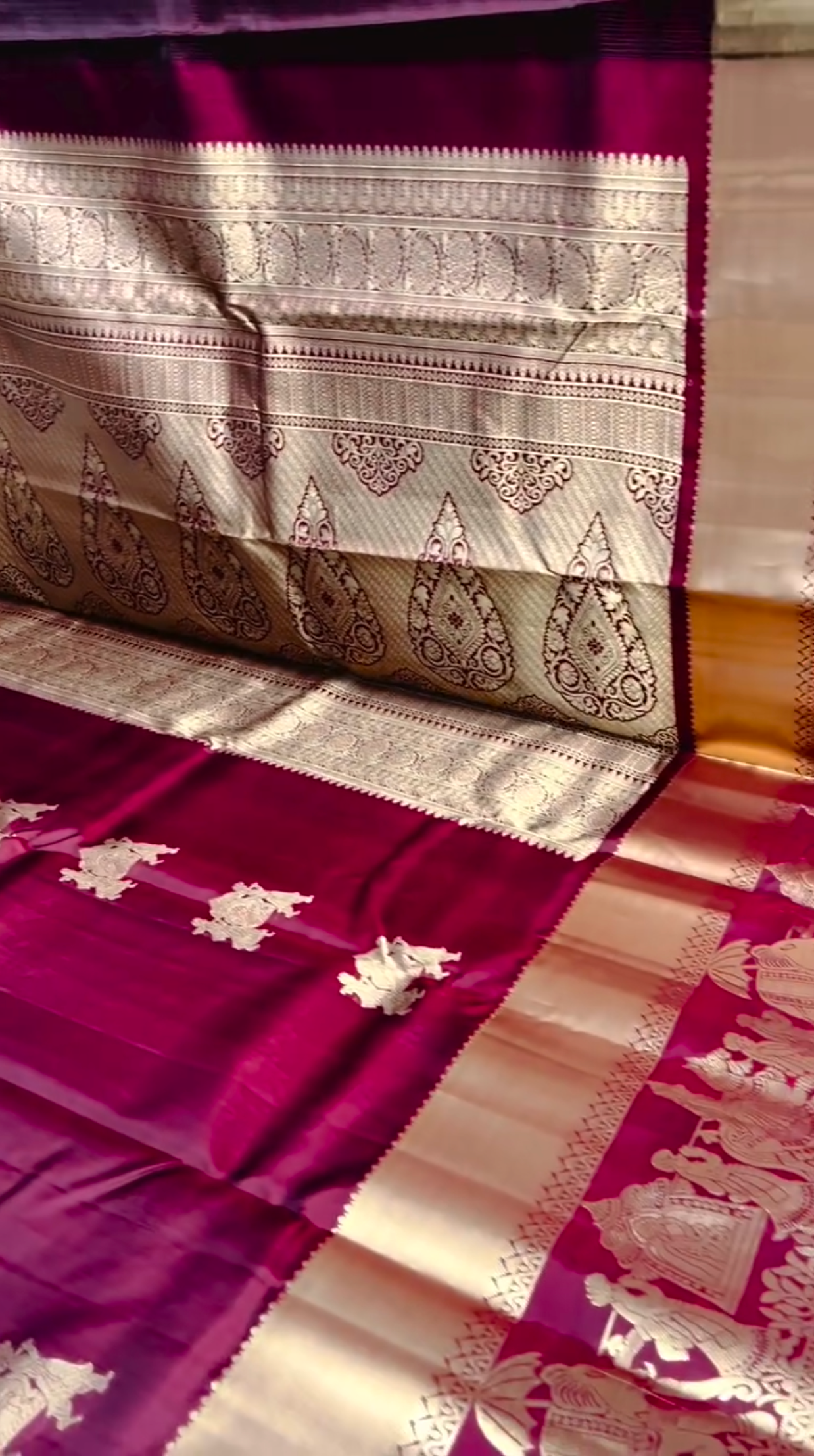 Kanchivaram red saree with gold zari